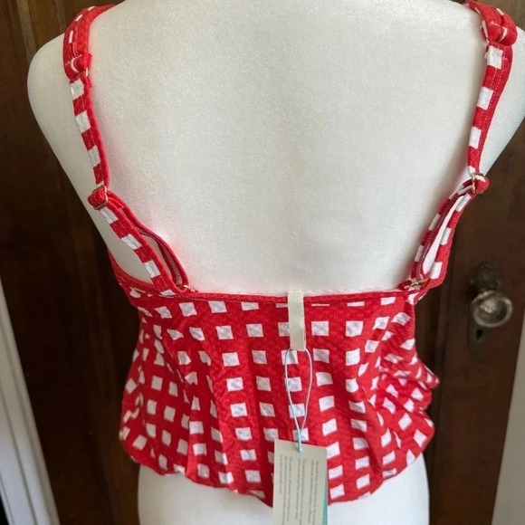 NWT Sea Level Australia Red White Check Tankini Size US 4 - Picture 3 of 9